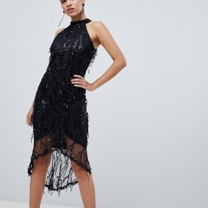 Beautiful sequence black midi dress
